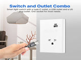2.4GHz WiFi Wall Touch Light Switch with Type-C USB Power Outlet Neutral Wire Required 2 Way Control V1294-YM0901-HS7880WUS-2