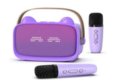 Mini Karaoke Machine - Portable MP3 Player with 2 Wireless Mics Toys & Gifts Purple V1263-JX-6967-1