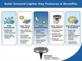 30pcs Solar Ground Lights IP68 Waterproof Warm Light High Brightness Auto On/Off Long Lasting V1163-TYN-B-30