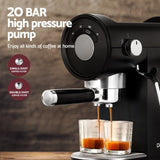Devanti 20 Bar Coffee Machine Espresso Cafe Maker Black CM-01-BK
