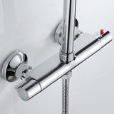 Thermostatic Shower Mixer 2 Outlets High and Low Anti-Scald Mixer Tap in Chrome Brass for Bathroom V1237-ZY-715-325