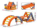 Keezi Kids Climbing Frame Set With Slide Indoor Outdoor Toddler Toys Pikler Triangle Climber With KCS-SLIDE-2IN1-OG