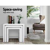 Artiss Nesting Coffee Table Set of 3 Glossy White FURNI-GLOSS-NEST3