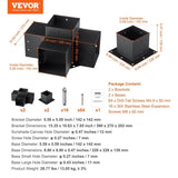 VEVOR Pergola Bracket Kit 152.4 x 152.4 mm, 4pcs 4-Way Heavy Duty Corner Bracket Woodworks DIY Post V952-LPJJTZST4PCS2K9OOV0
