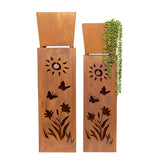 Set 2 Nested Square Pilla Rust 'Sunsihine' Planters 93cm, 86cm V637-48101PLN