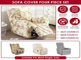 Recliner Anti Scratch Lazy Recliner Chair Protective Stretching Printed Reclining Chair V1107-102-26792-BEG-THREE-SEATER