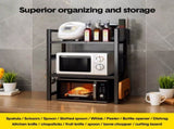 3-Tier Microwave Stand Oven Rack Height Adjustable and Extendable Stainless Steel Kitchen Storage V985-MICROWAVESHELF