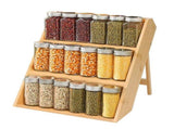 Bamboo Spice Rack Organizer, Space Saving Seasoning Cabinet Shelf for Kitchen Makeup and Spice V1237-MS-724-014
