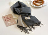 Dark Grey and Beige Double-Sided Reversible Imitation Cashmere Scarf for Women - Soft Warm Winter V888-ELOSUNG53092