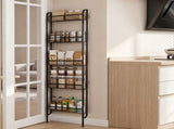 Levede Slim Storage Rack Kitchen Organiser Wall Mounted Metal Shelf Black EA0309-5-AU