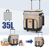 Rolling Cooler Bag with Wheels 12L Large Capacity Dual Compartment 3-Layer Insulation 3 Carry Ways V1370-AZ4-09194