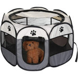 Foldable Playpen for Pets Dogs Cats Portable Soft Fabric Kennel Indoor Outdoor Gray 74*74*43 V1237-ZY-203-4082