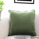 SOGA 2X 45cm Subtle Army Green Foliage Velvet Square Throw Pillow FRENCHCUSHION258X2