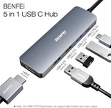 BENFEI USB C Hub 5-in-1 with 4K HDMI Aluminum Case V28-ELEBEN360GY