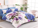 Blue Violet Rose Bloom Comforter Quilted Doona Set V745-AB011145AJ3