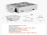 Commercial Food Warmer, 1500W Electric Stainless Steel Steam Food Warmer with Lid, 4-Pan Fast V952-SYSPBWQPTK41SB7R9002V3