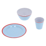 12Pcs/Set Household Dinnerware Light Blue Grid Cup Bowl Plate for Home Kitchen Restaurant V1294-YM0901-3118210179111