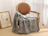 Grey Luxurious Paisley Jacquard Throw Blanket - Soft Wool Blend with Tassels, 120x150cm, Lightweight V888-ELOSUNG27668