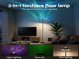 Artiss 2-in-1 LED Floor Lamp with Galaxy Projector &Remote, 178cm Tall Torchiere Standing Light with LAMP-FLOOR-2IN1-BK