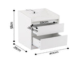 Artiss Bedside Table Nightstand with Charging Station 2 Drawers LED White FUR-S-BS-LED-WH