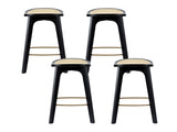 Artiss 4x Bar Stools Rattan Counter Kitchen Dinning Chair Bamboo Saddle Black BA-Y-1033-BKX4