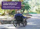 EQUIPMED Electric Wheelchair Folding, Long Range, Airline Approved, Lithium Battery, 24" Light Rear V219-HELWLCEQPKB2A