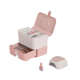 Cosmetic Storage Box 2 Layers Drawer Large Capacity Portable Makeup Storage Box with Handle for Nail V1294-YM0626-3117220310311