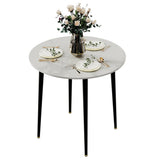High-End Marble Round Kitchen Dining Table Sintered Stone Restaurant Table 80 x 80 cm V767-JJ-XZ916-WT