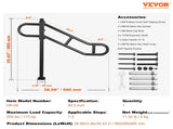Single Post Handrail for Outdoor 1-3 Steps, 40.5" L x 35.4" H Metal Bent Stair Handrails, Floor V952-LZKFSHS405INENIH7V0