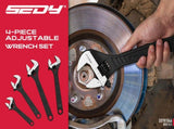 SEDY 4Pc Adjustable Wrench Set Shifter Heavy Duty SAE & Metric Household Repair V465-81046
