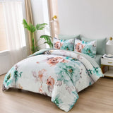 Warm Floral Comforter Set, King Size, Cozy Quilted Bedding with Pillowcases V745-MAB010934AJ3