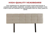 Linen Fabric Queen Bed Deluxe Headboard Bedhead - Beige V63-821393