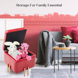 2X Storage Ottoman Foot Stool Cube Tuffet Seat 45cm PU Leather RED V274-FT-GQ106-RD2