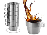 Stackable Camping Coffee Cups with Handle,Insulated Stainless Steel 300ml 10oz Double Wall Coffee V1192-AZ-W-11248