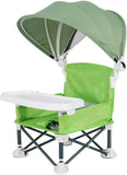 Foldable Highchair for Children with Sunshade and Removable Food Tray, Portable, Green V1188-MS-325-1212