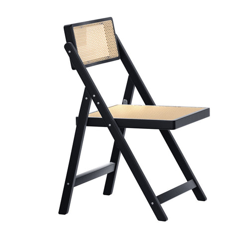 Artiss Dining Chair Wooden Rattan Foldable Black UPHO-C-DIN-01-RAT-BK