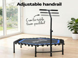 Everfit 48inch Hexagon Fitness Trampoline Rebounder Adjustable Handrail Blue TRAMPO-C-MINI48-H-BLBK