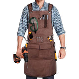 Woodworking Apron for Men, Shop ApronCanvas Work Apron with 9 Tool Pockets, Heavy Duty Wood Working V1192-AZ-W-2789