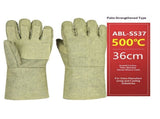 500&degC Heat Resistant gloves, Fire Proof Foundry Leather Gloves for Fireplace, Furnace, Fire Pit, V1366-AZ2-W-00419