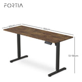 FORTIA Sit to Stand Standing Desk, 160x60cm, 72-118cm Electric Height Adjustable, Walnut Style V219-ADKSSTFO6WLKB