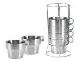 Stainless Steel Water Coffee Cup Set Heat Insulated Anti-Scald with Cup Holder Stand V1294-YM0901-3118200125511