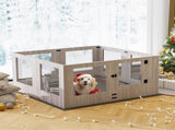 Fin 8 Panel Safest Tempered Glass Dog Whelping Pen Box Shatter-Proof Playpen Exercise Box V767-XPETGHWL-12