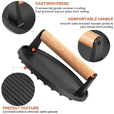 Heavy Duty Round / Rectangle Cast Iron Grill Burger Press Pre-Seasoned Steak Griddle BBQ Grilling V324-TSD-BBPRESSET