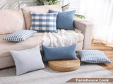 Light Blue Farmhouse Buffalo Plaid Pillow Covers 18x18 Set of 2 Patio Outdoor Decor Neutral V1189-WXFWAL-20260319-01563