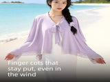 Light Grey M Size 2-in-1 Cooling Lace Sun Protection Cover Up Cape for Women - Lightweight UV Beach V888-ELOSUNG56656-1