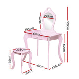 Keezi Kids Dressing Table Stool Set Vanity Mirror Princess Children Makeup Pink FURNI-G-054-KDT-PK