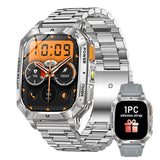Smart Watch with Bluetooth Calling - Square Screen Fitness Tracker with 1400mAh Battery 8-10 Days V1258-SMARTWATCH-03-SILVER-STEEL