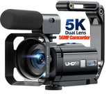 5K Video Camera with 56MP Dual Lens, WiFi, IR Night Vision, and 64GB SD Card in Black V178-59099