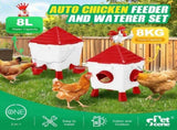CARLA HOME Chicken Feeder Waterer Set, Automatic Gravity Dispenser with 8KG Food & 8L Water LSB-36359
