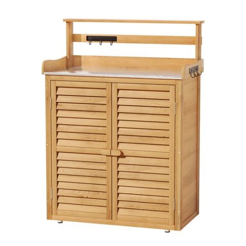 Gardeon Outdoor Storage Cabinet Box Potting Bench Table Shelf Chest Garden Shed OSC-CABI-WOOD-NTL